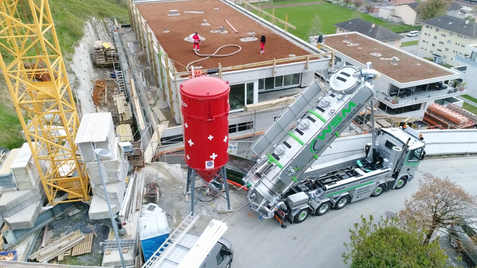 Substrateinbau auf einem Flachdach